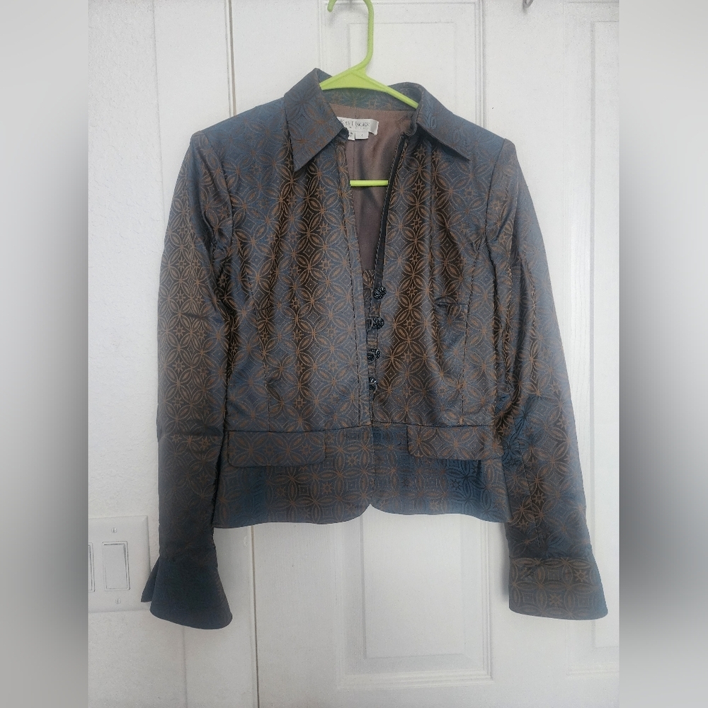 Kay Unger blazer, size 4, blue and gold